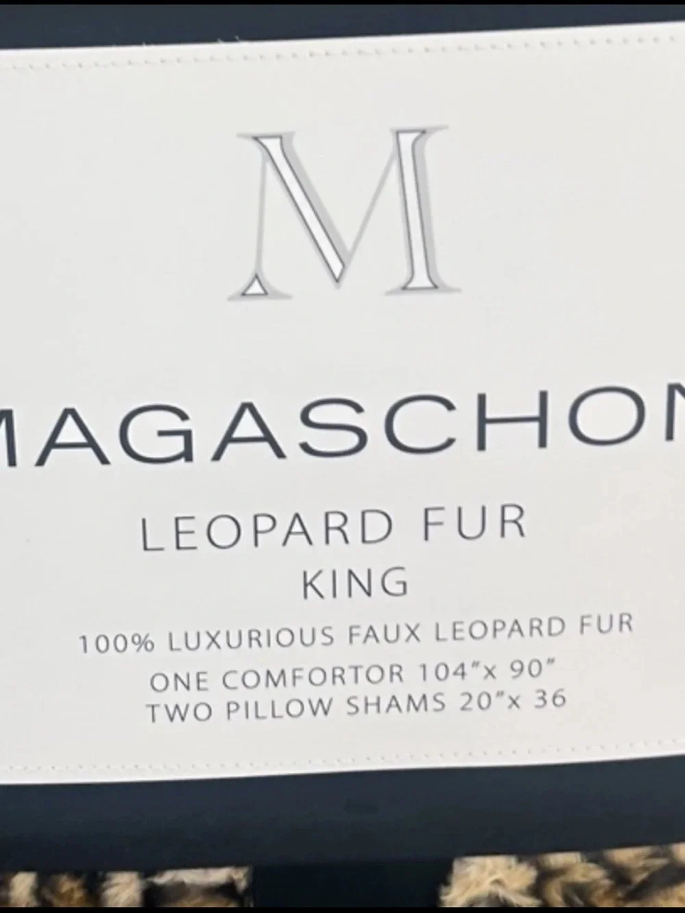 Magaschoni Luxury Leopard Brown and Black Faux Fur King Comforter Set 104”x90”